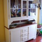 Cream lacquer finished buffet and hutch.